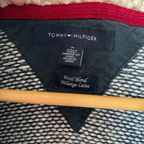 Tommy Hilfiger Sweater Wool Blend Blue Fair Isle Wool Full Zip Apres Ski Medium - Picture 5 of 5